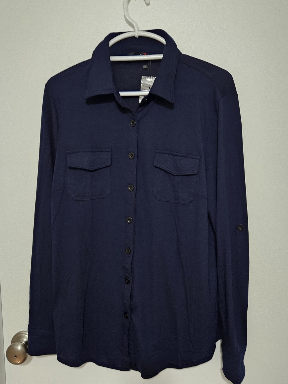 NWT DJT‎ Navy Button-Front Long Sleeve Shirt Size XL